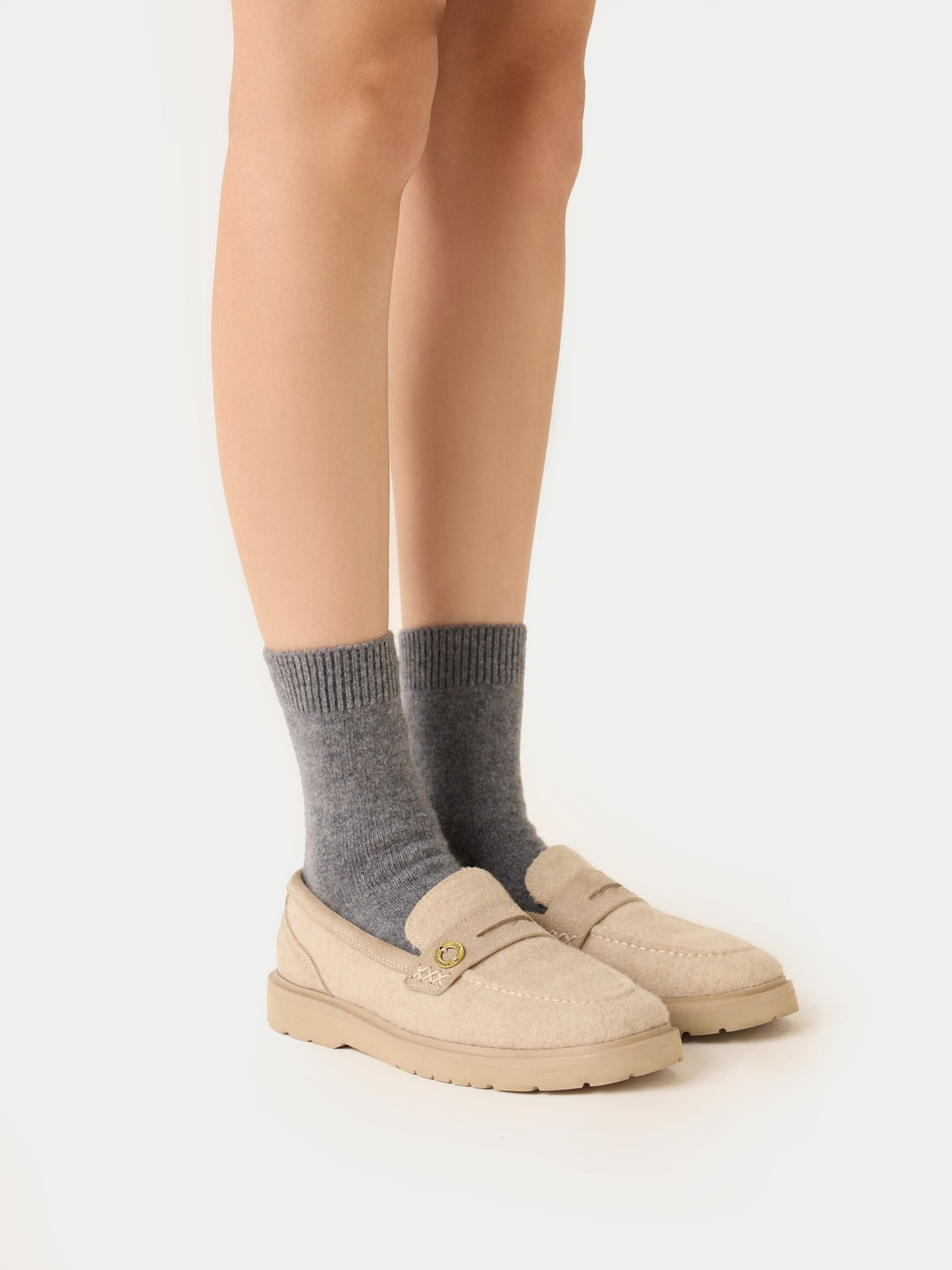 Unisex Cashmere Rib Knit Bed Socks — Gray