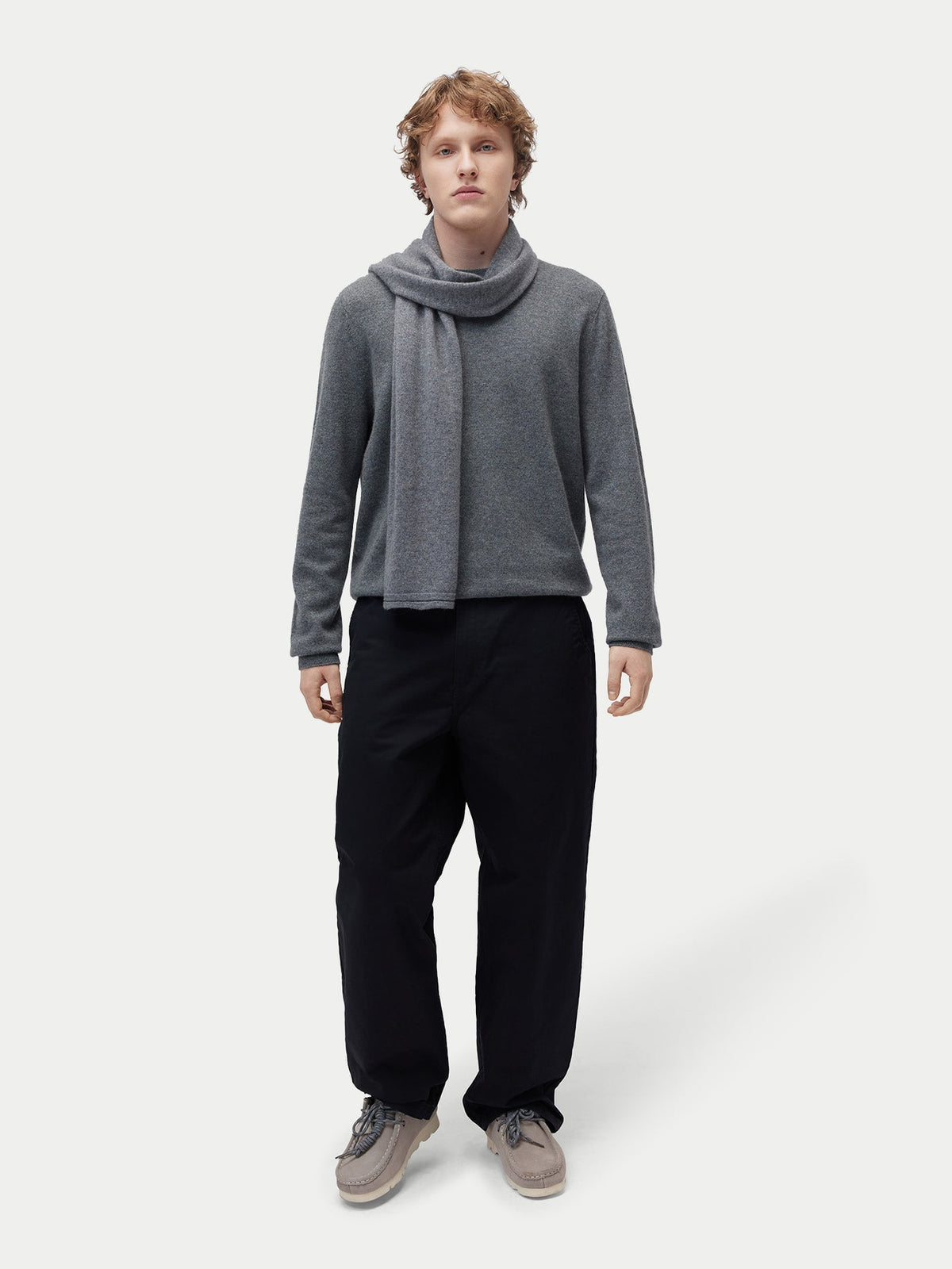 Cashmere Jersey Knit Scarf — Gray