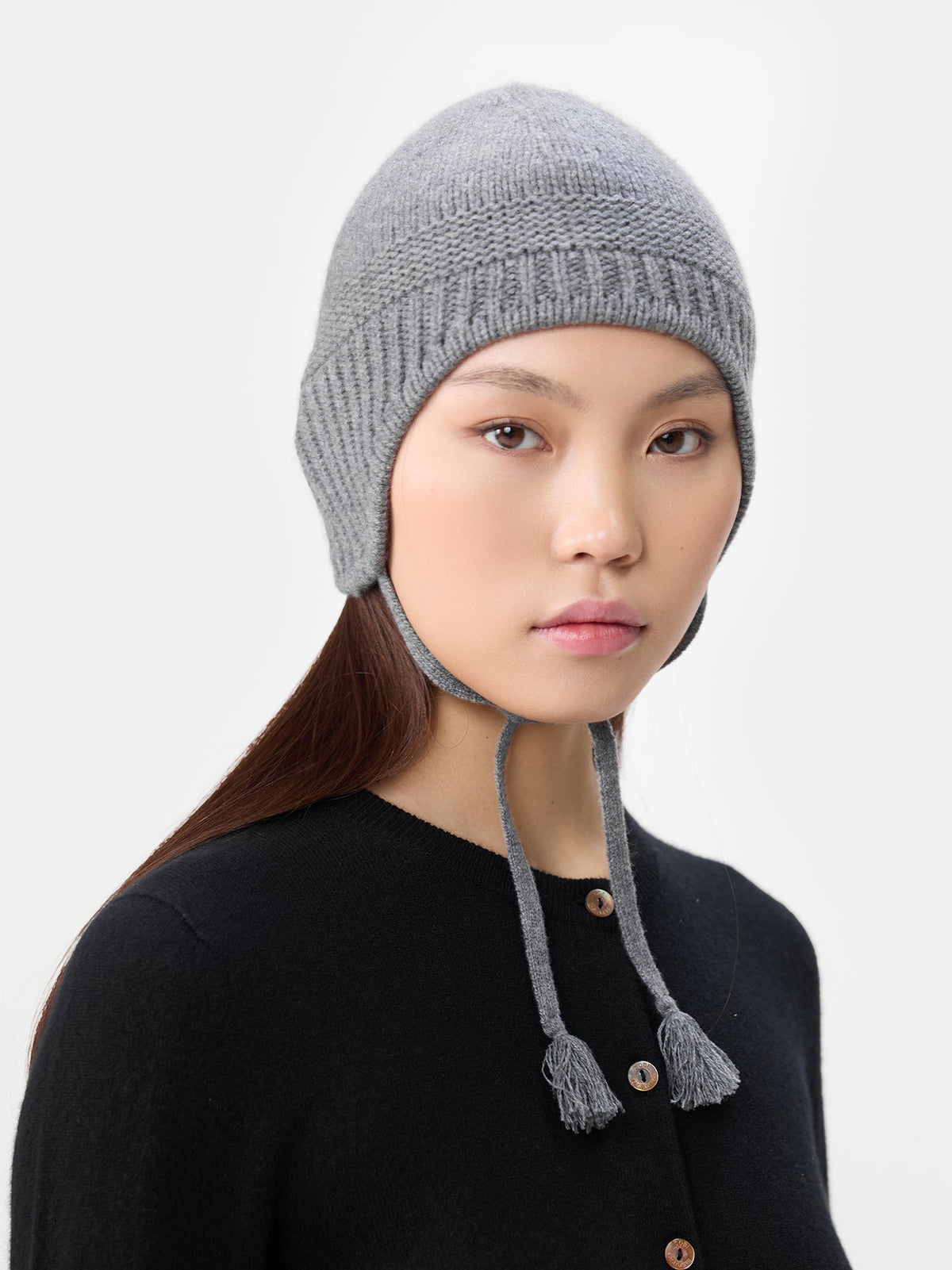 Ultimate Warmth Knit Tie Hat — Gray