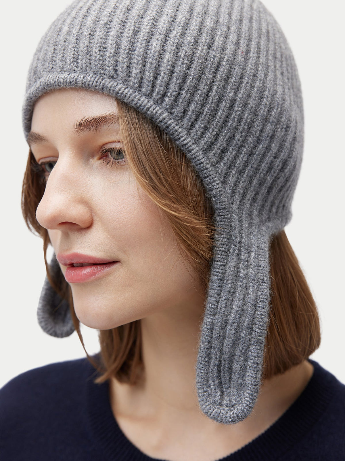 Knitted Aviator Cap — Gray