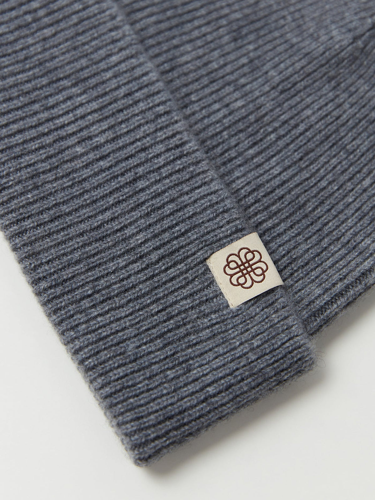 Cashmere Rib Knit Beanie — Gray