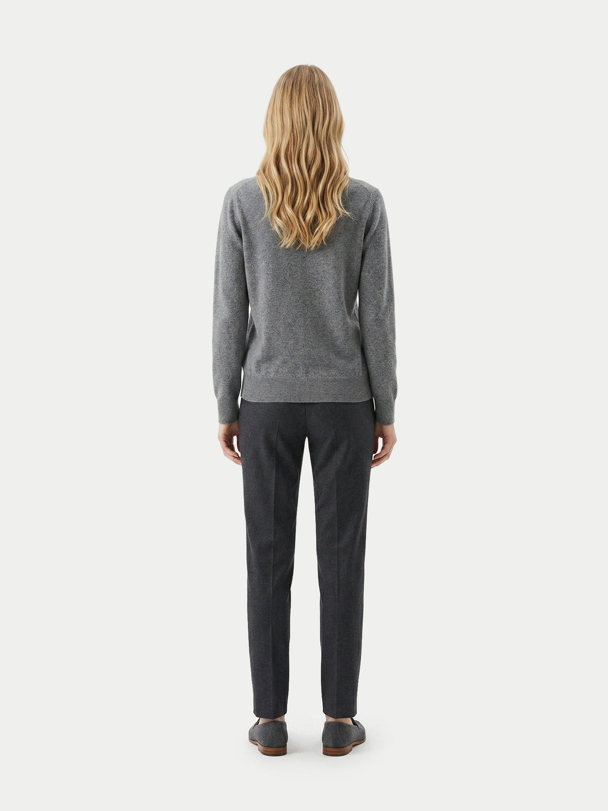 Timeless Cashmere V-neck Sweater — Gray