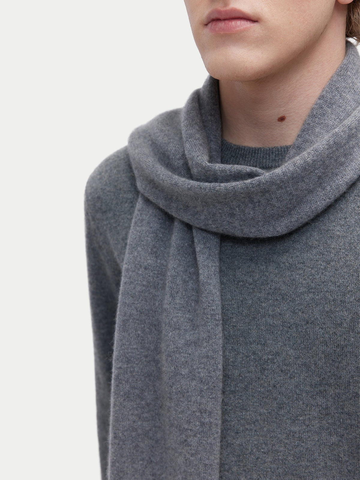 Cashmere Jersey Knit Scarf — Gray