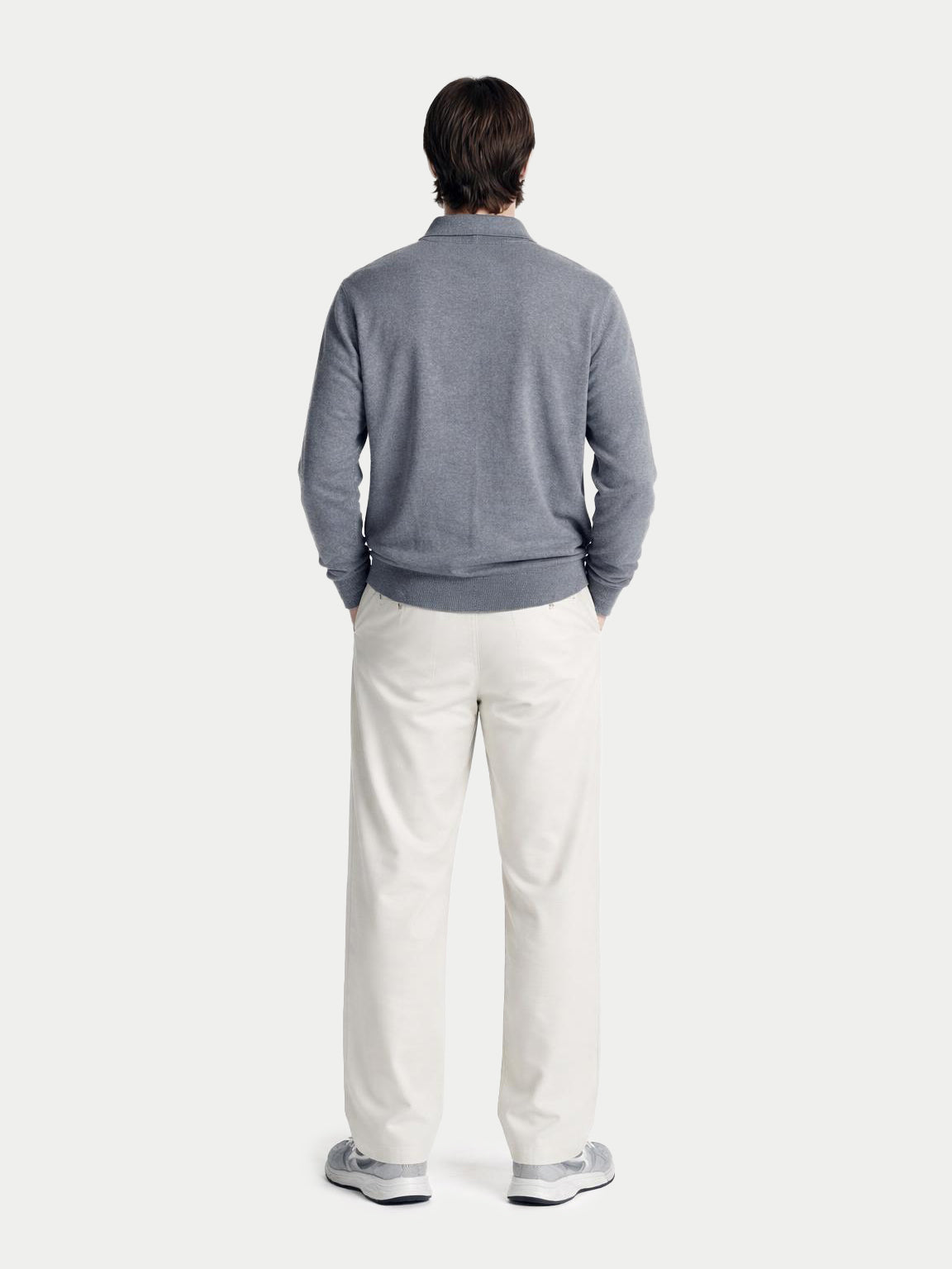 Essential Cashmere Polo Sweater — Gray