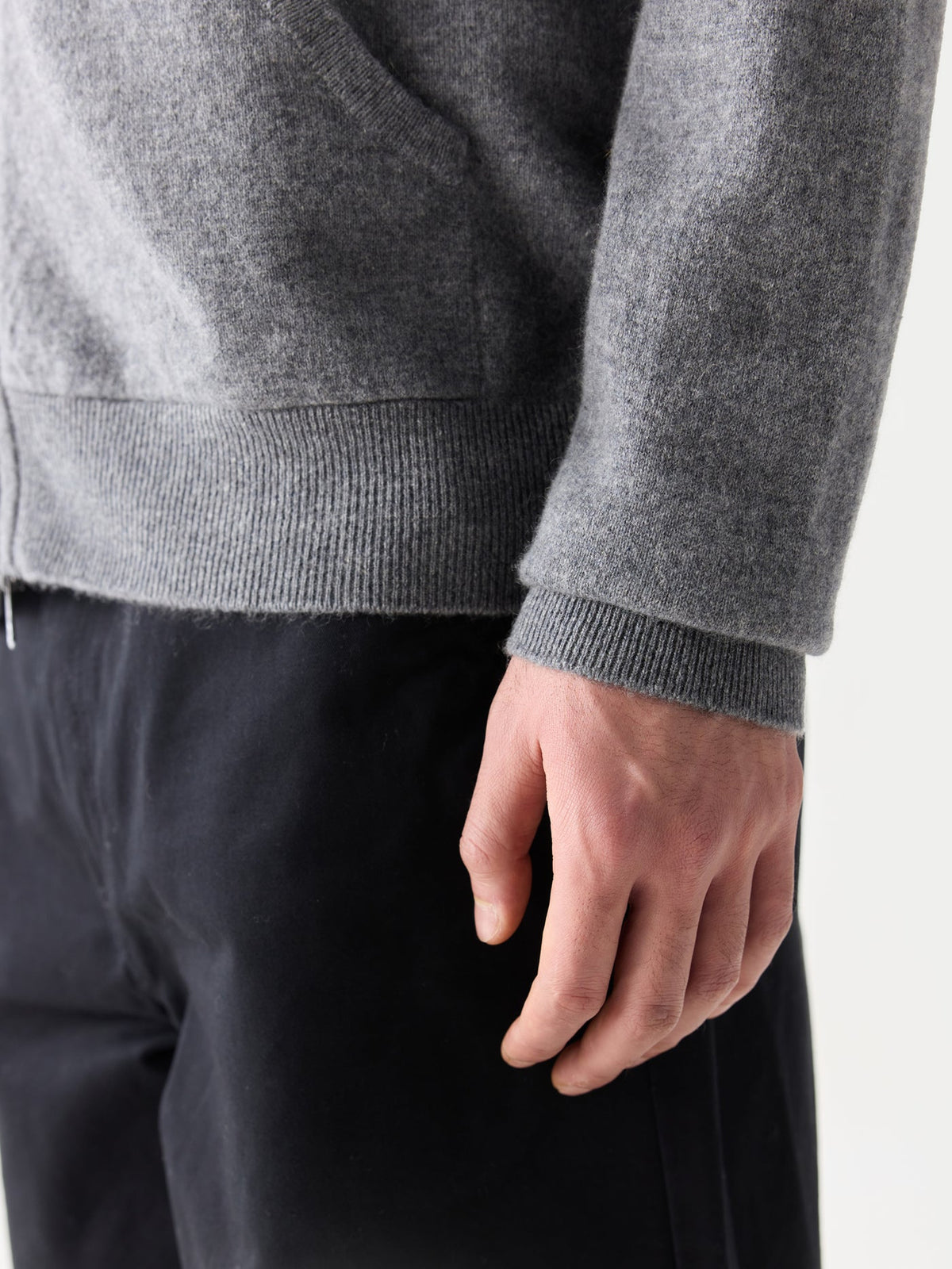 Men's Zip-up Cashmere Hoodie — Gray