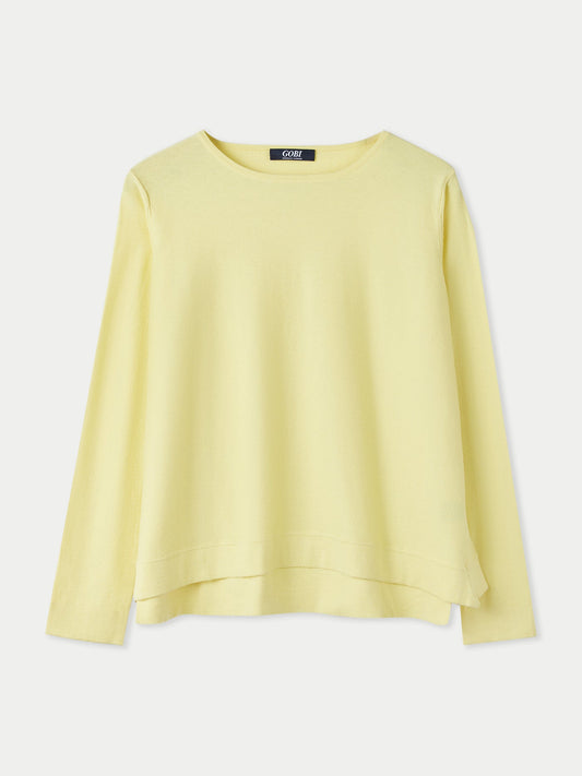 Boatneck Cotton Silk Cashmere Blend Sweater — Green Sheen