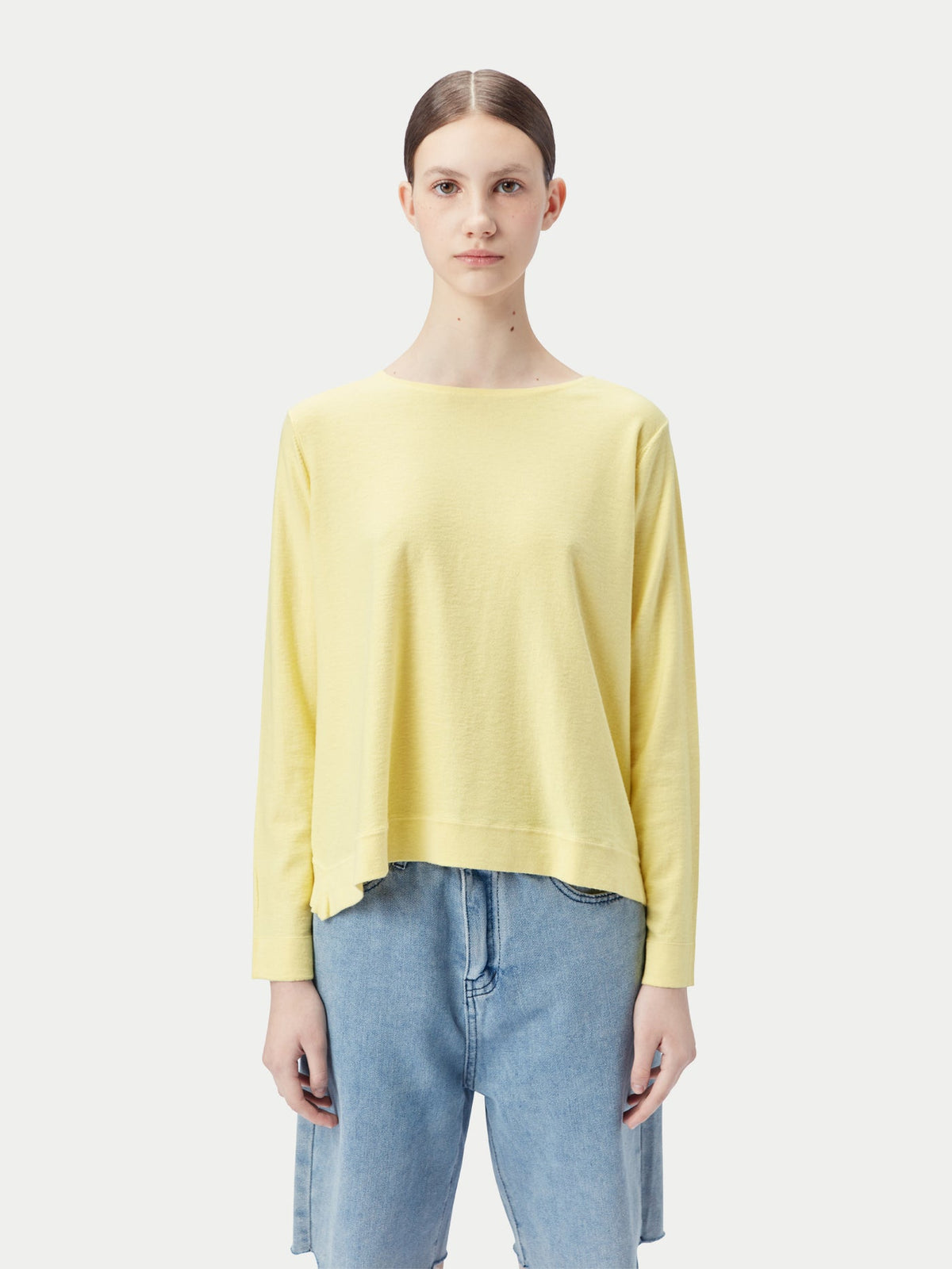 Boatneck Cotton Silk Cashmere Blend Sweater — Green Sheen