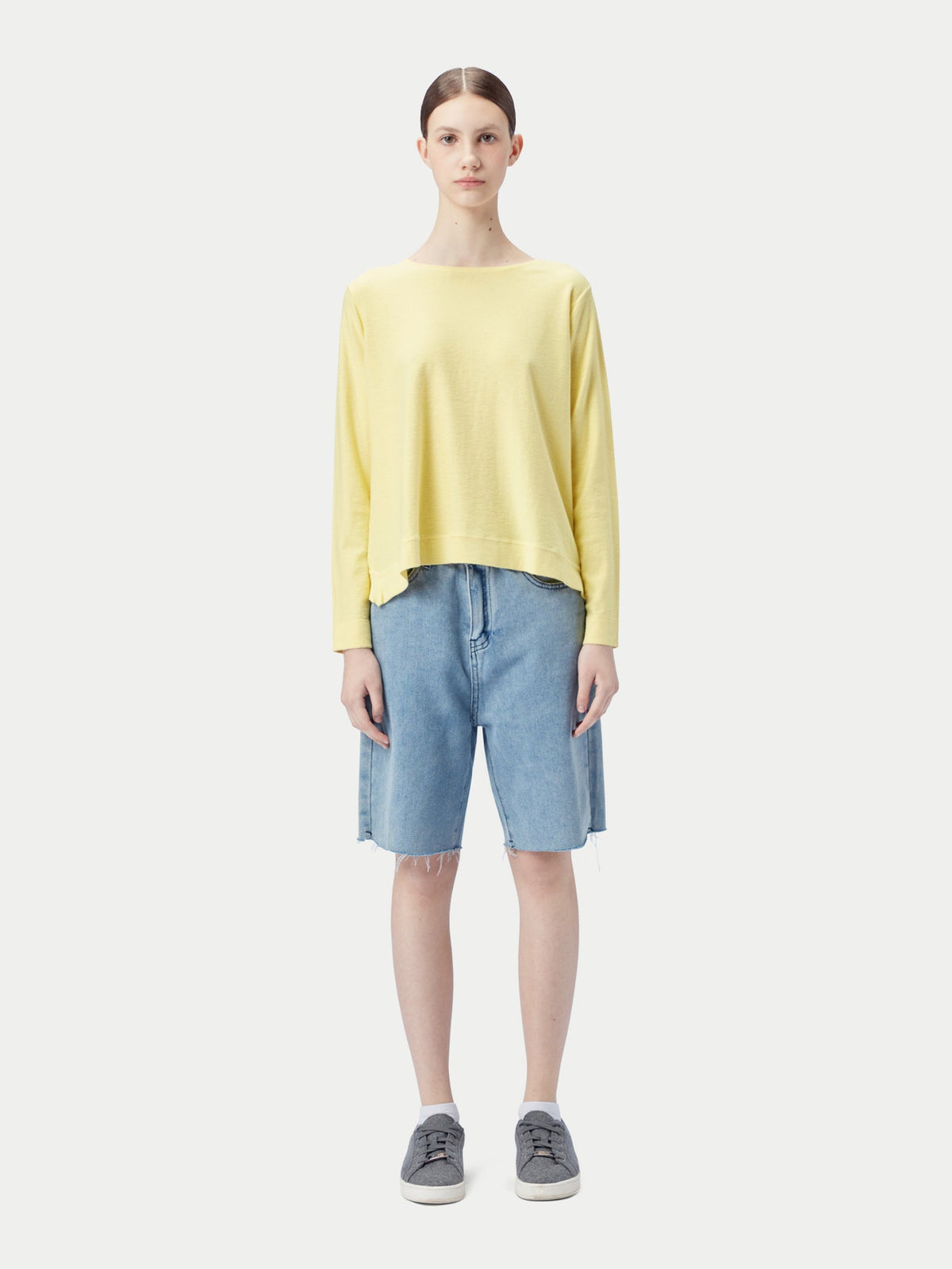 Boatneck Cotton Silk Cashmere Blend Sweater — Green Sheen