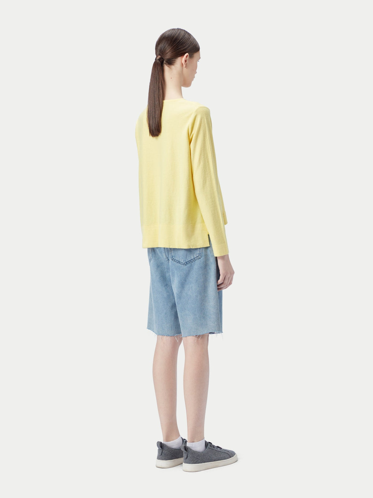 Boatneck Cotton Silk Cashmere Blend Sweater — Green Sheen