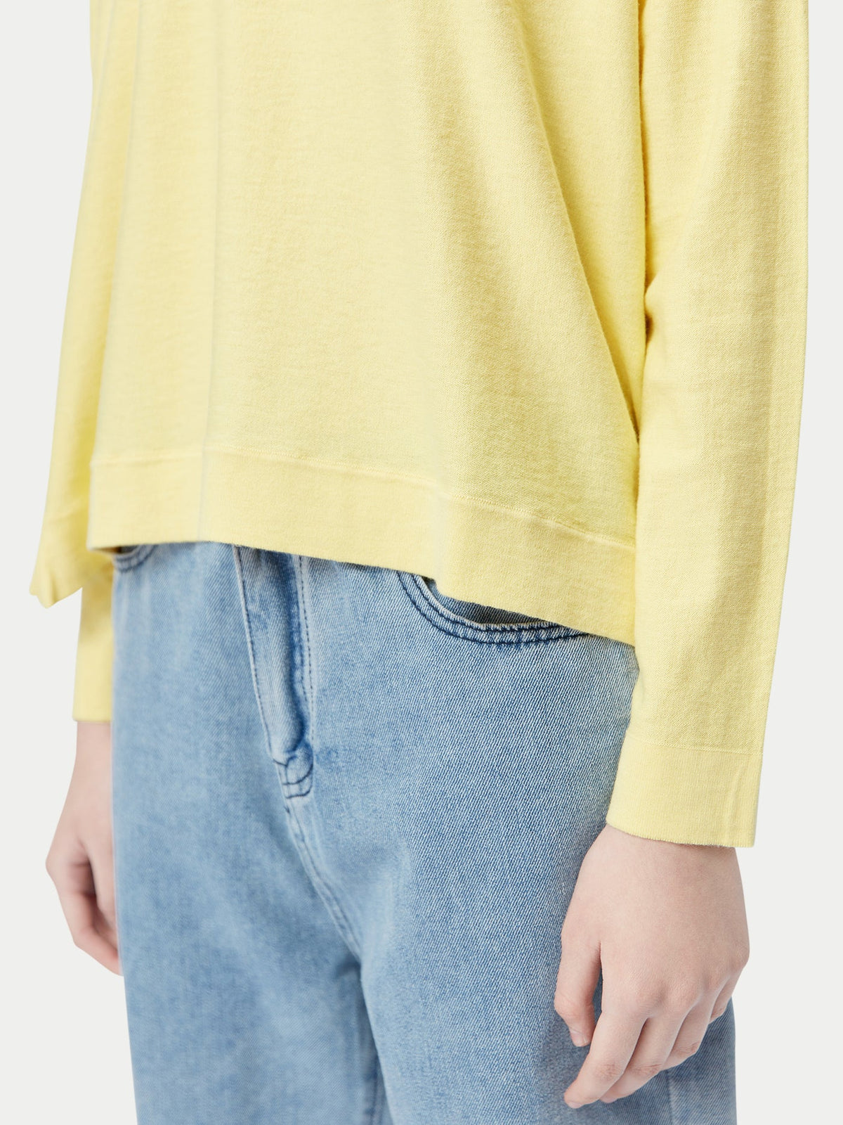 Boatneck Cotton Silk Cashmere Blend Sweater — Green Sheen