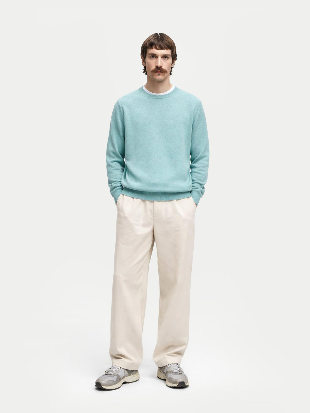Essential Crewneck Cashmere Sweater — Haze Blue
