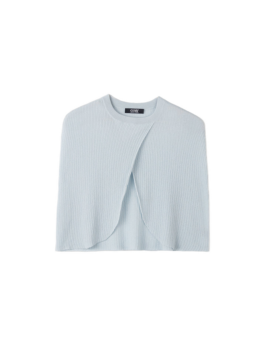 Lightweight Silk Cashmere Capelet — Ice Flow