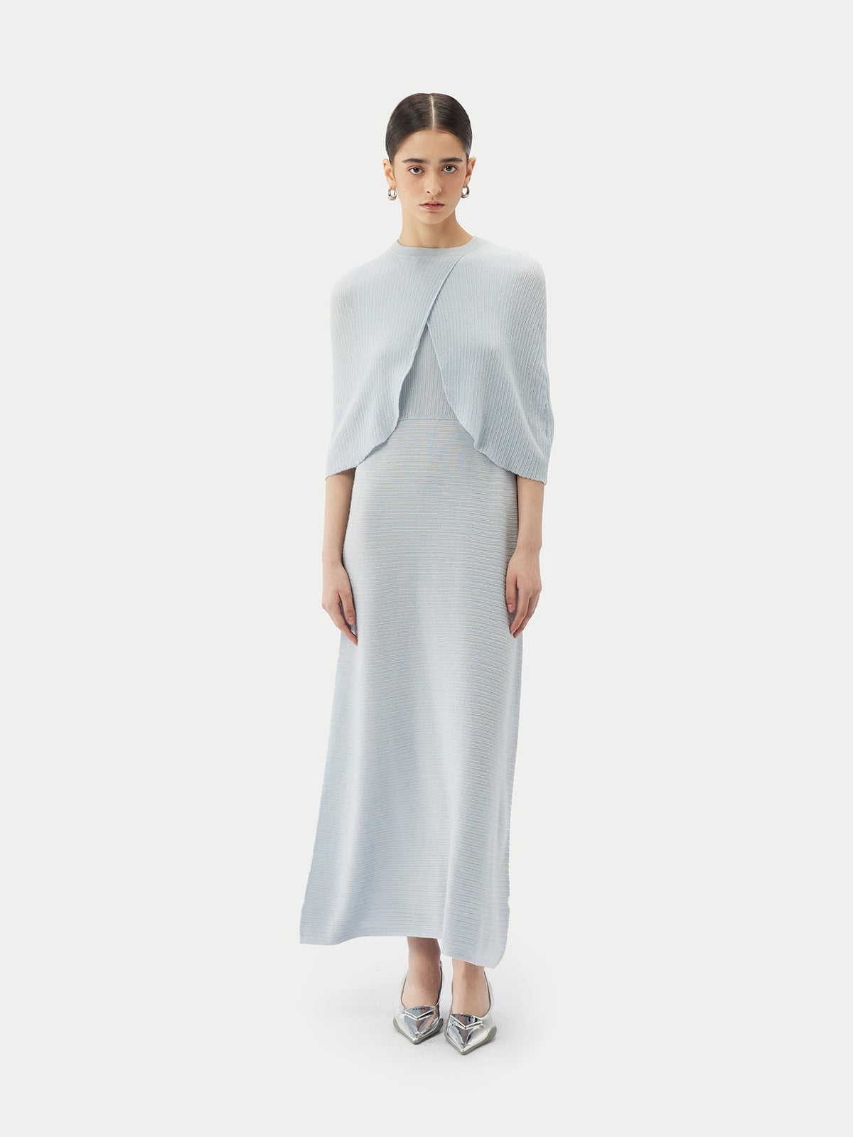 Lightweight Silk Cashmere Capelet — Ice Flow