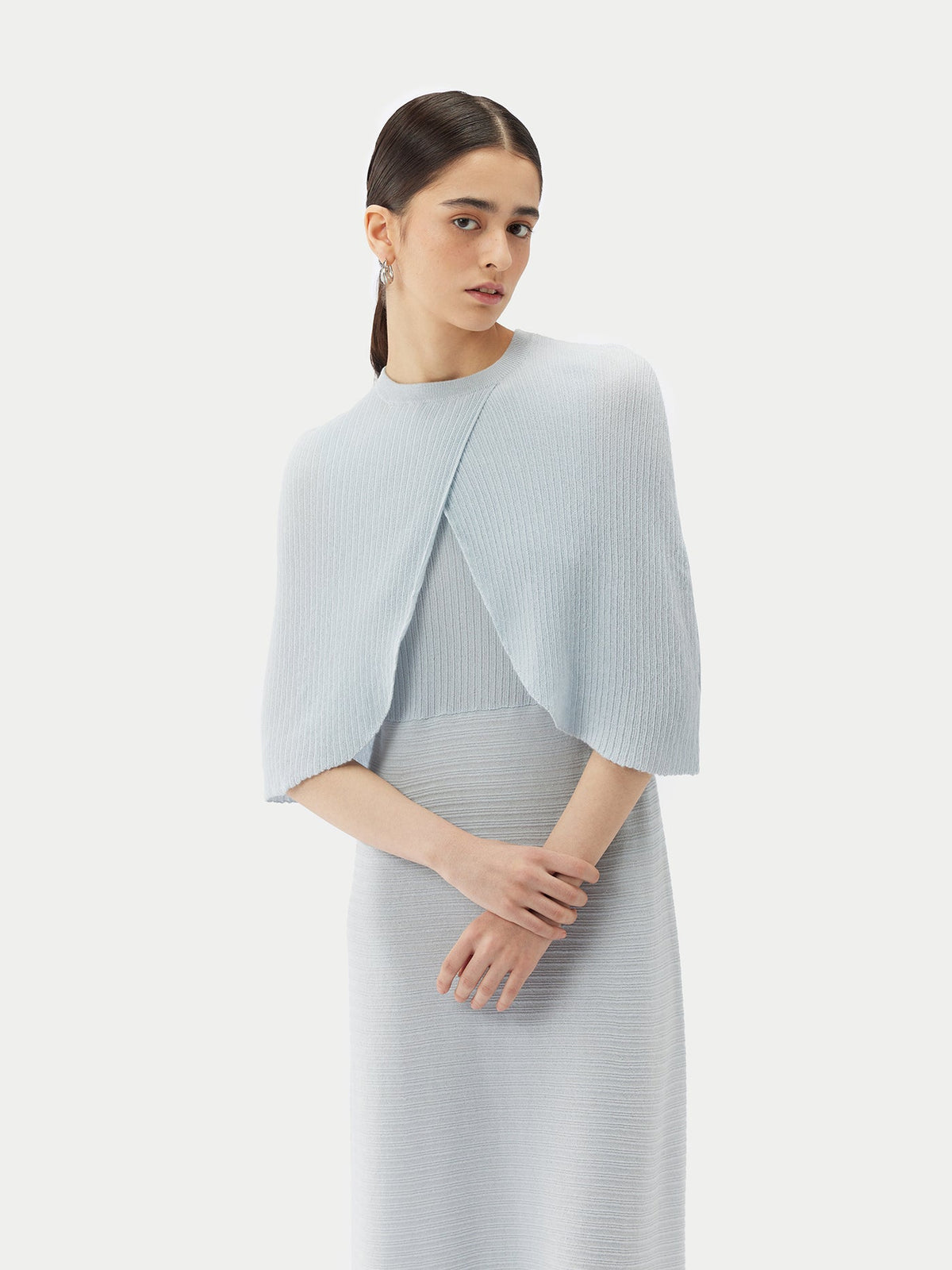 Lightweight Silk Cashmere Capelet — Ice Flow