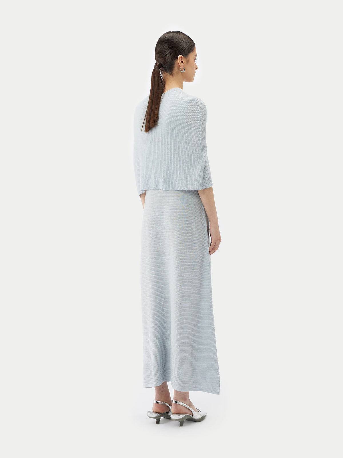 Lightweight Silk Cashmere Capelet — Ice Flow