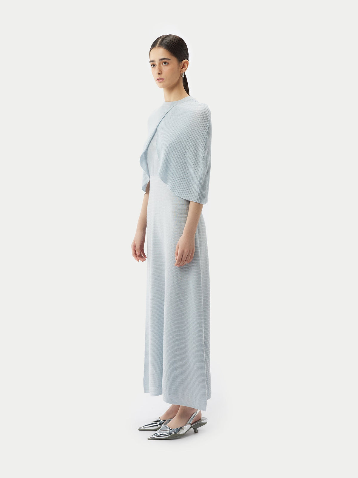 Lightweight Silk Cashmere Capelet — Ice Flow