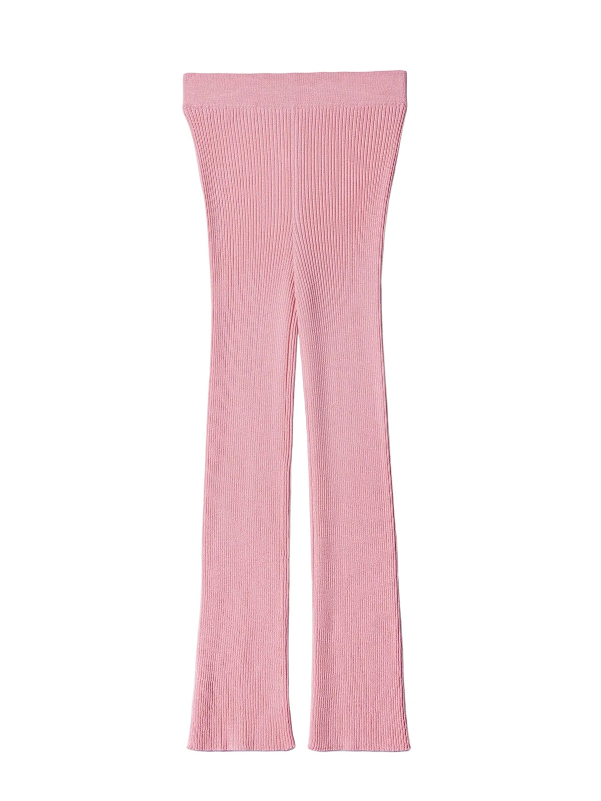 Rib-knit Cashmere Silk Pants — Icing Pink