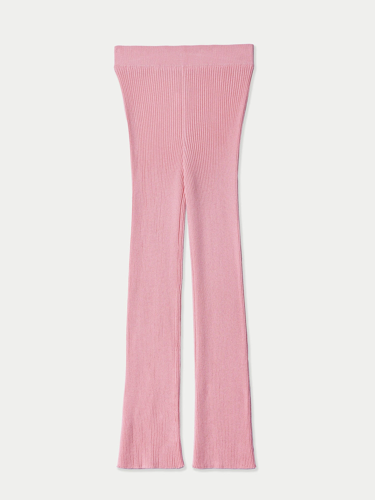 Rib-knit Cashmere Silk Pants — Icing Pink