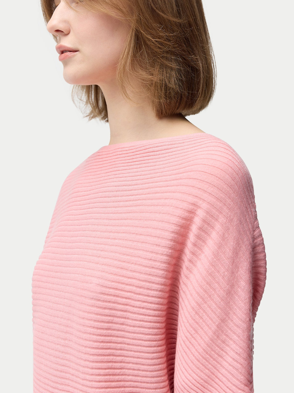Short Dolman Sleeve Cashmere Sweater — Icing Pink