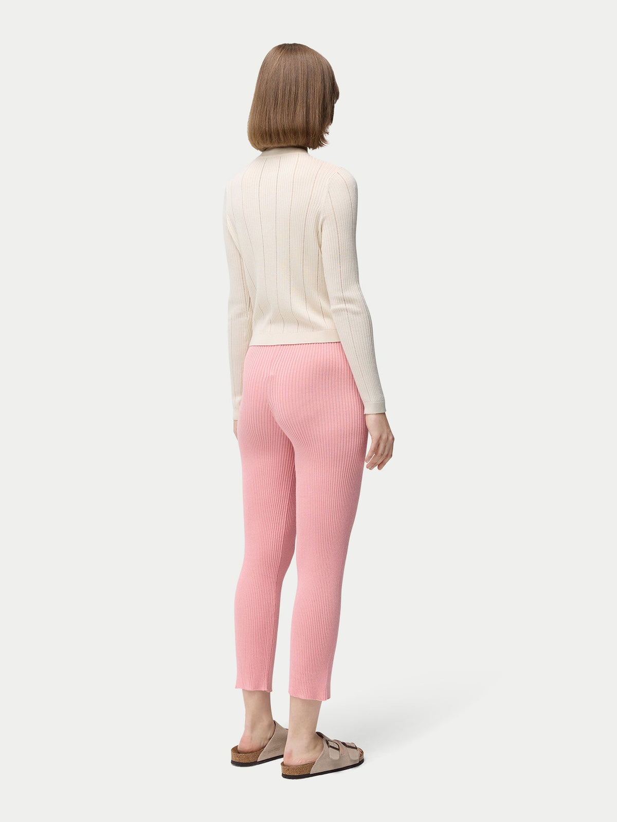 Rib-knit Cashmere Silk Pants — Icing Pink