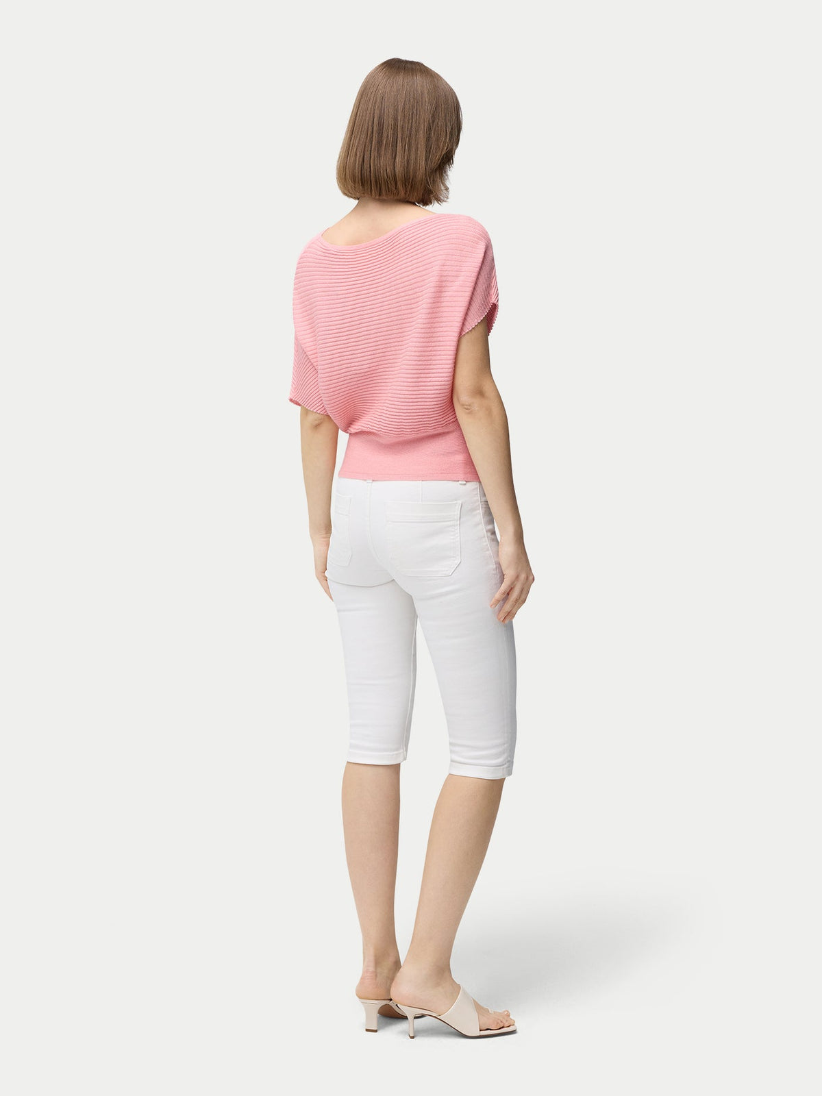 Short Dolman Sleeve Cashmere Sweater — Icing Pink