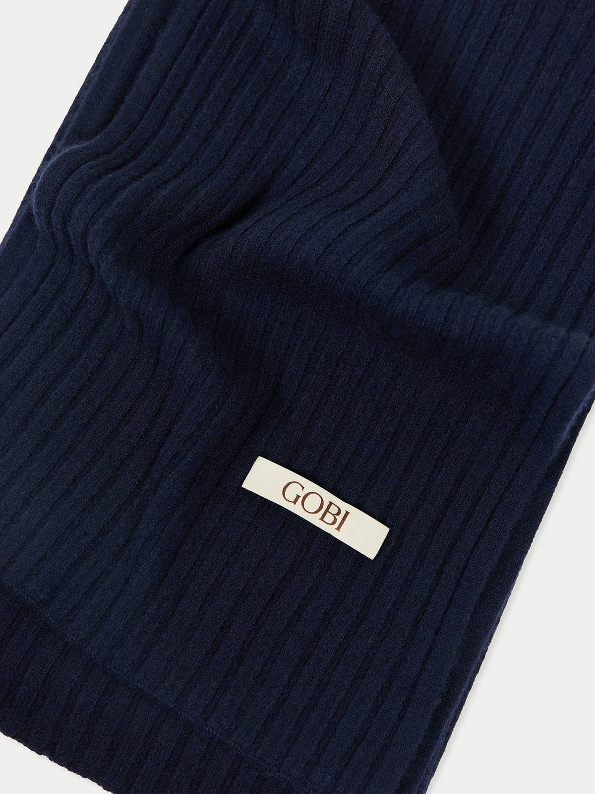 Cashmere Rib Knit Scarf — Ink Blue