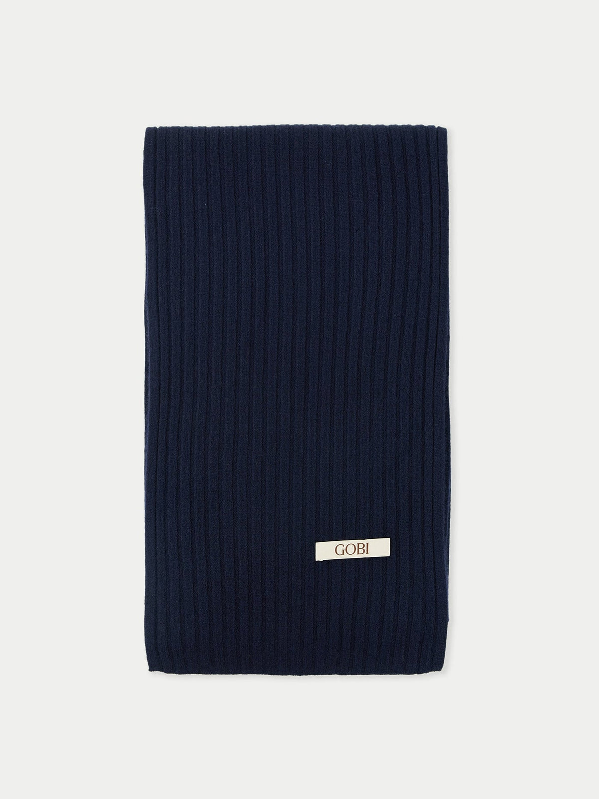 Cashmere Rib Knit Scarf — Ink Blue