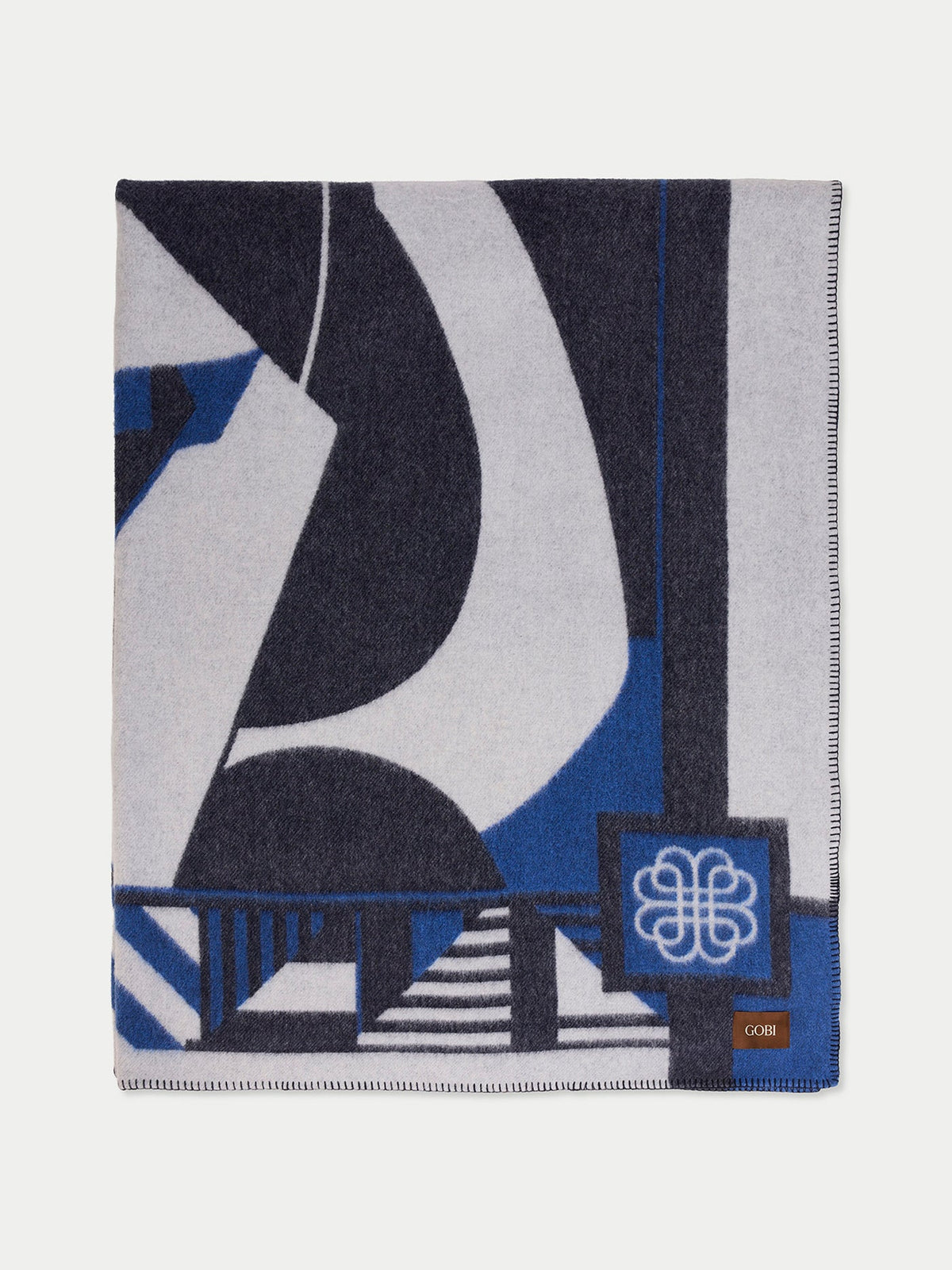 Cashmere Horse Jacquard Throw — Ink Blue