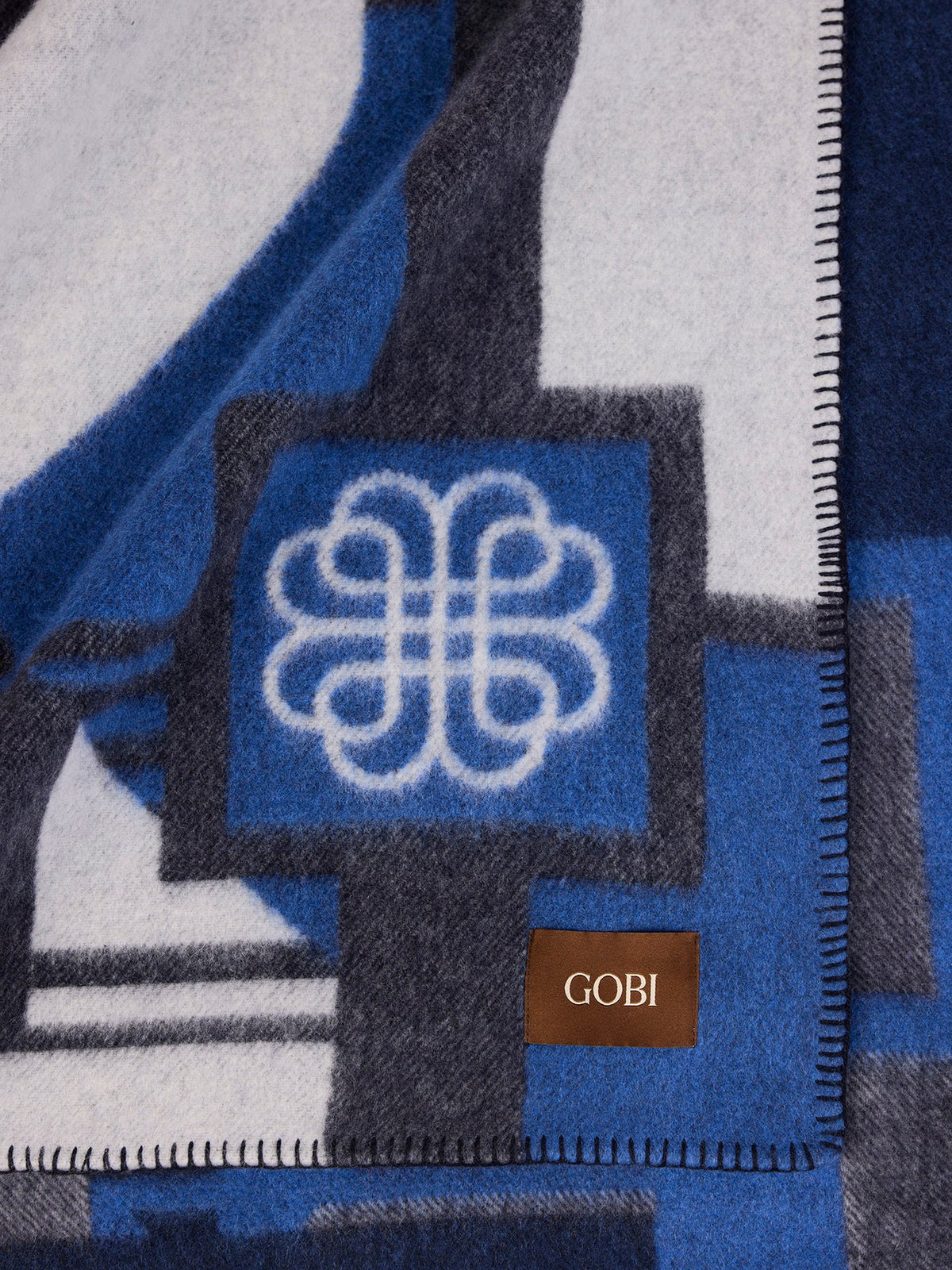 Cashmere Horse Jacquard Throw — Ink Blue