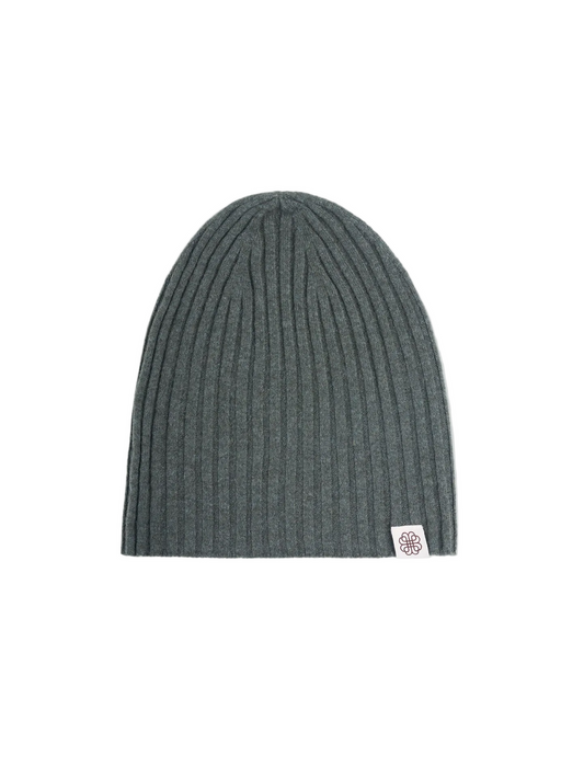 Cashmere Rib Knit Hat — Lichen Green