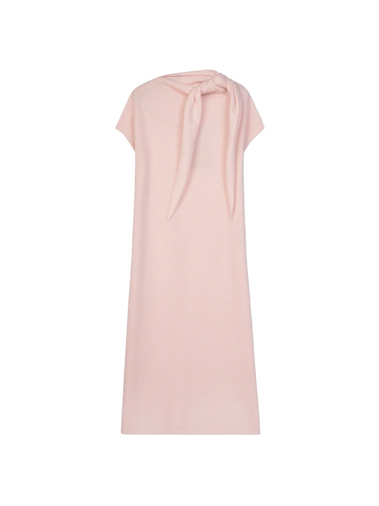 Cashmere Tie-neck Dress — Light Blush