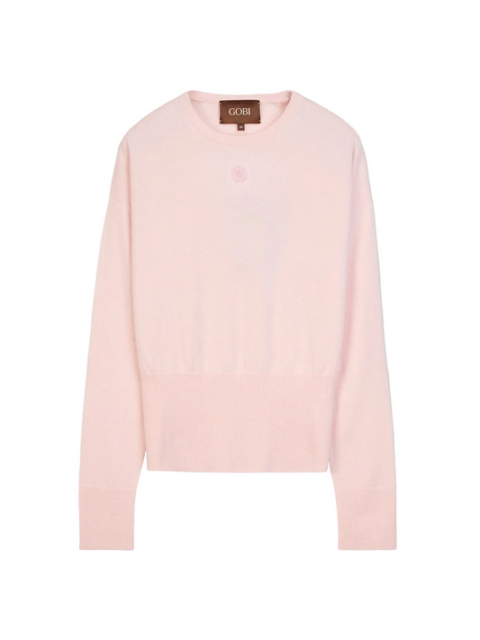 Cashmere Cinched-waist Sweater — Light Blush