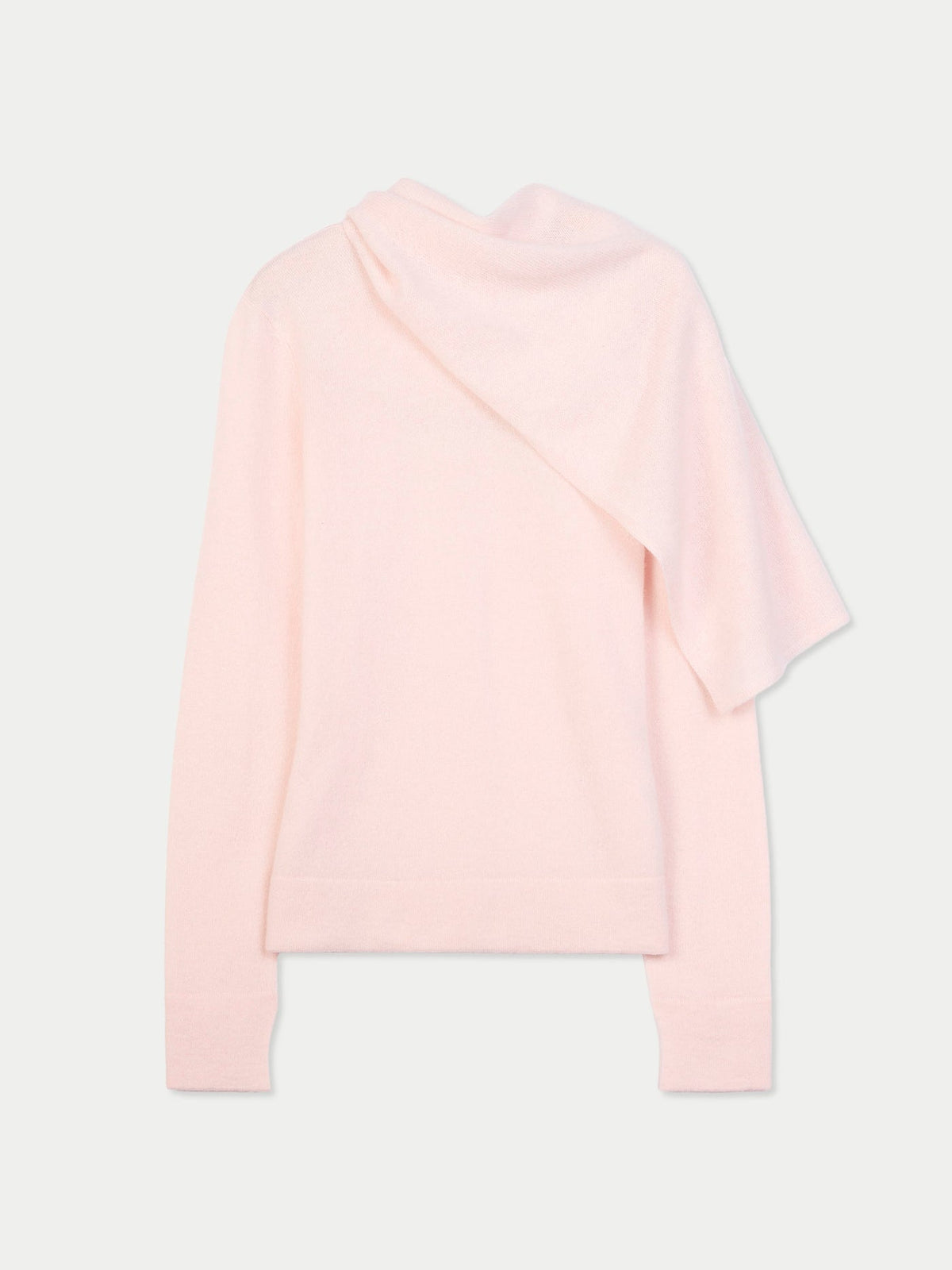 Cashmere Sweater With Draped Scarf — Light Blush
