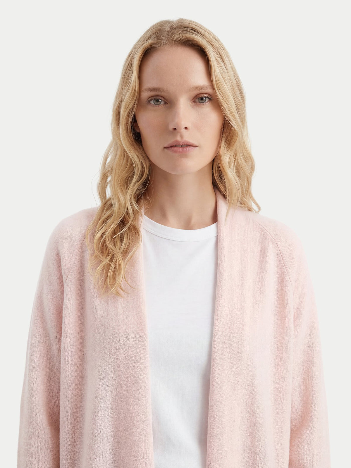 Cashmere Open-front Cardigan — Light Blush