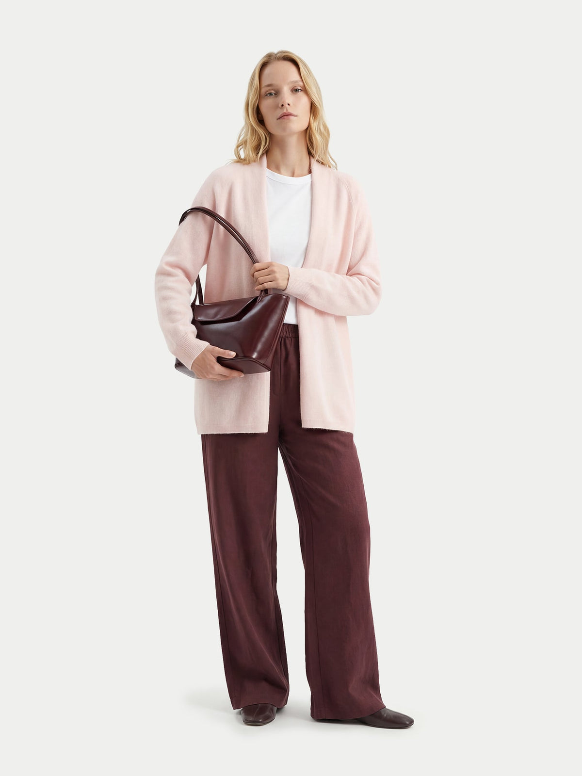 Cashmere Open-front Cardigan — Light Blush