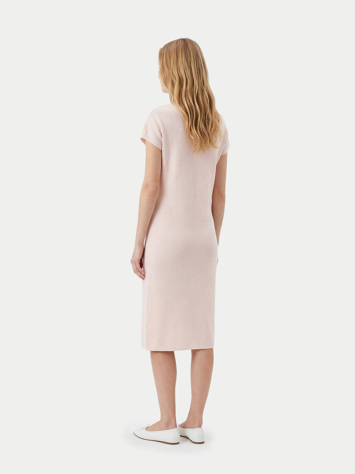 Cashmere Tie-neck Dress — Light Blush