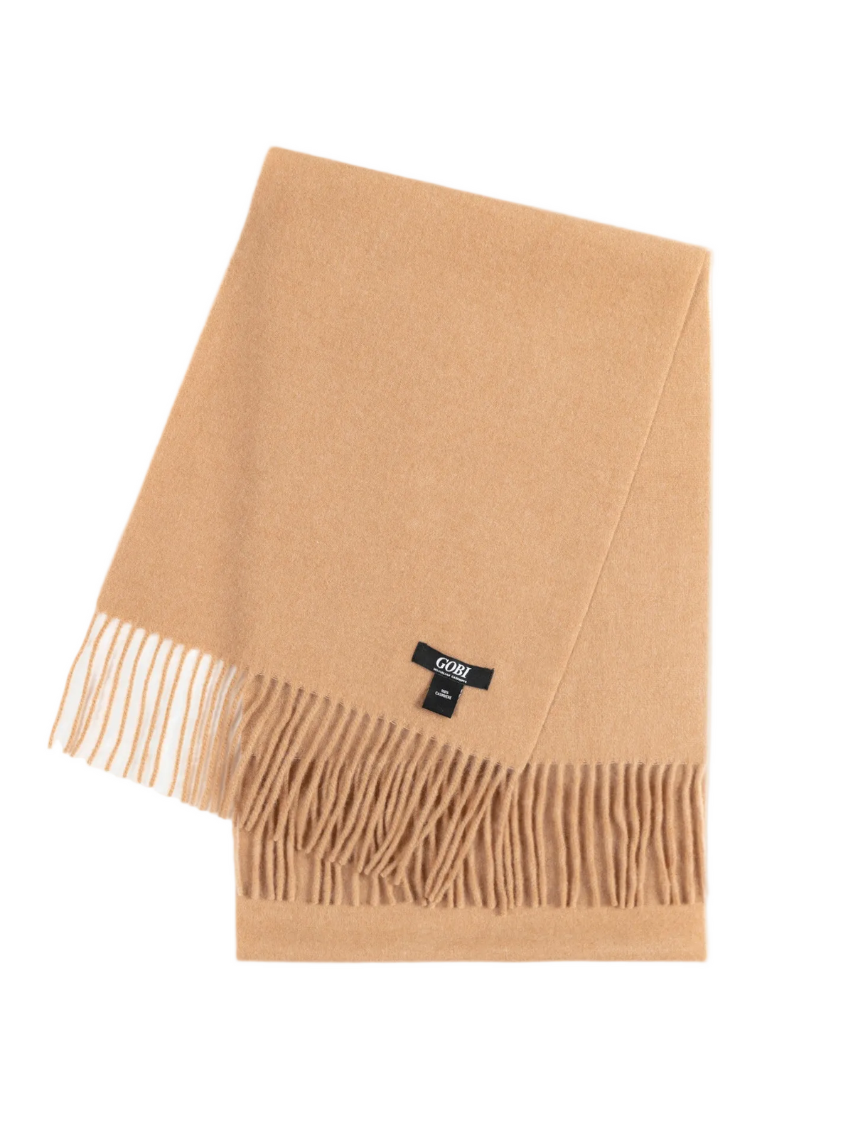 Cashmere Fringed Scarf — Light Brown