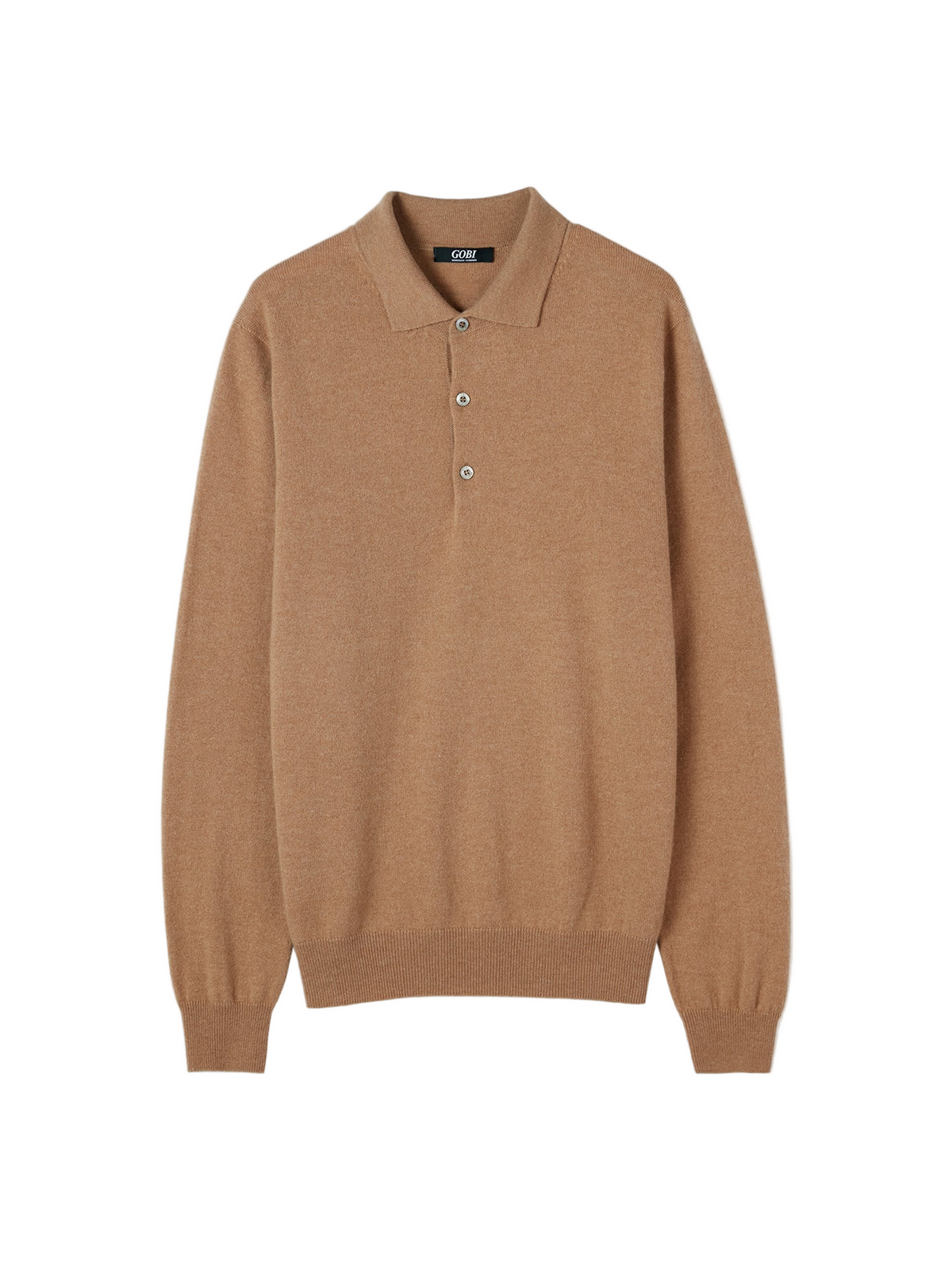 Essential Cashmere Polo Sweater — Light Brown