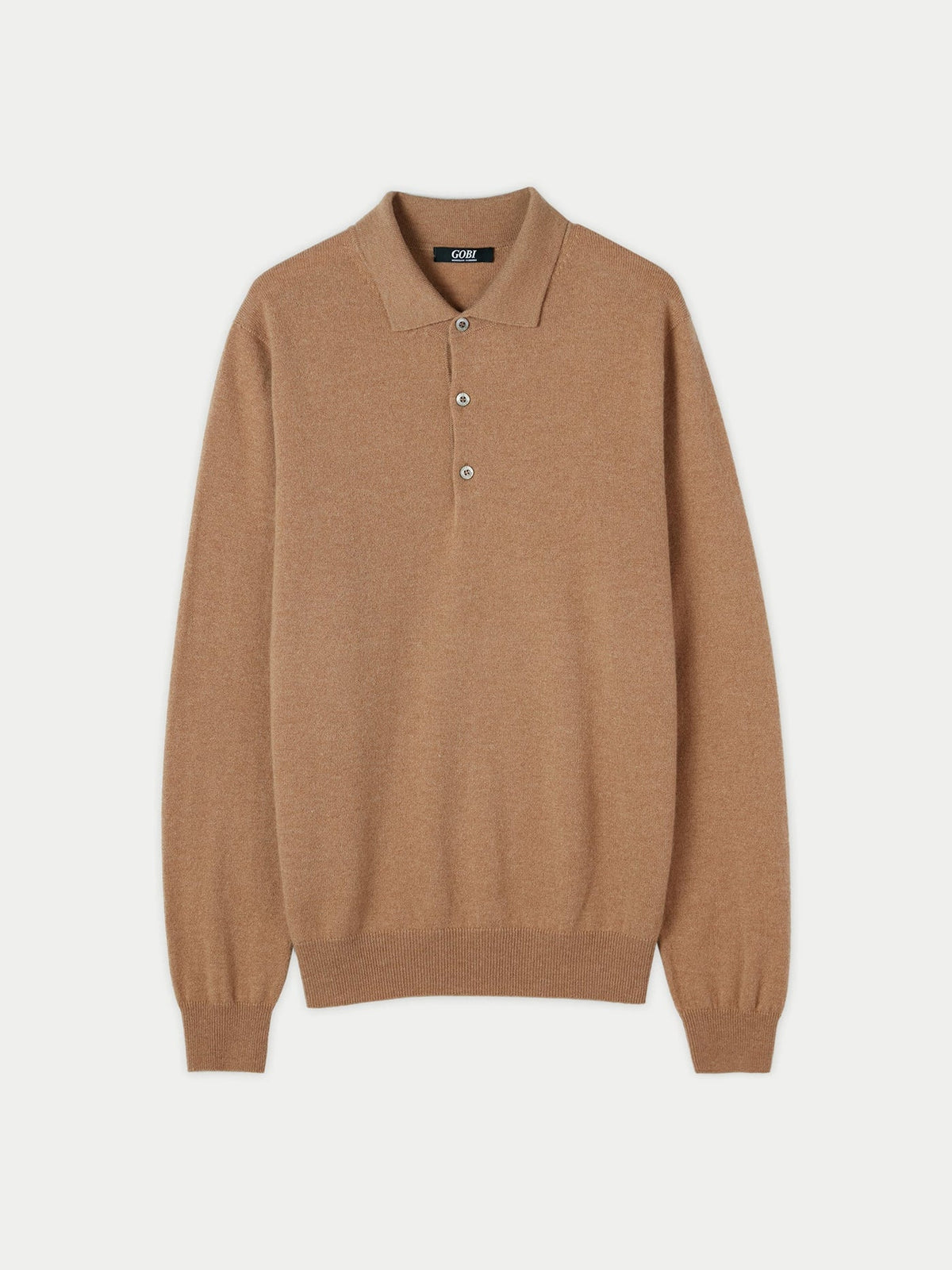 Essential Cashmere Polo Sweater — Light Brown