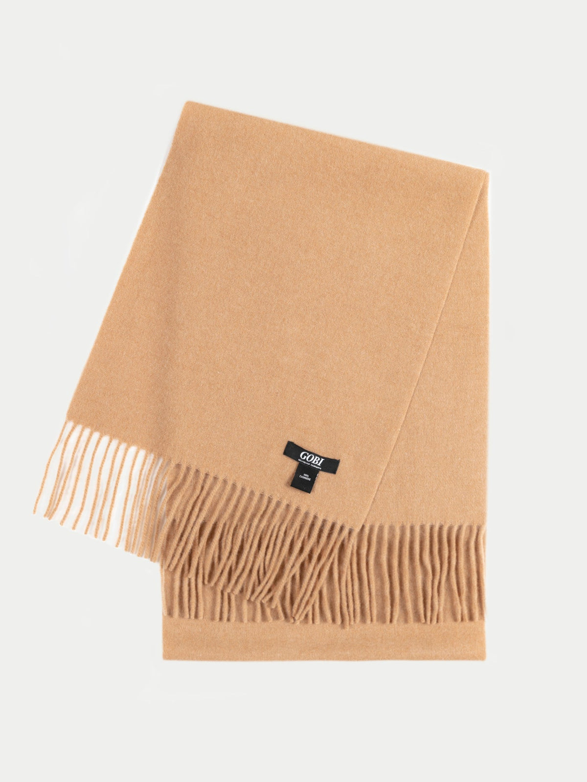 Cashmere Fringed Scarf — Light Brown