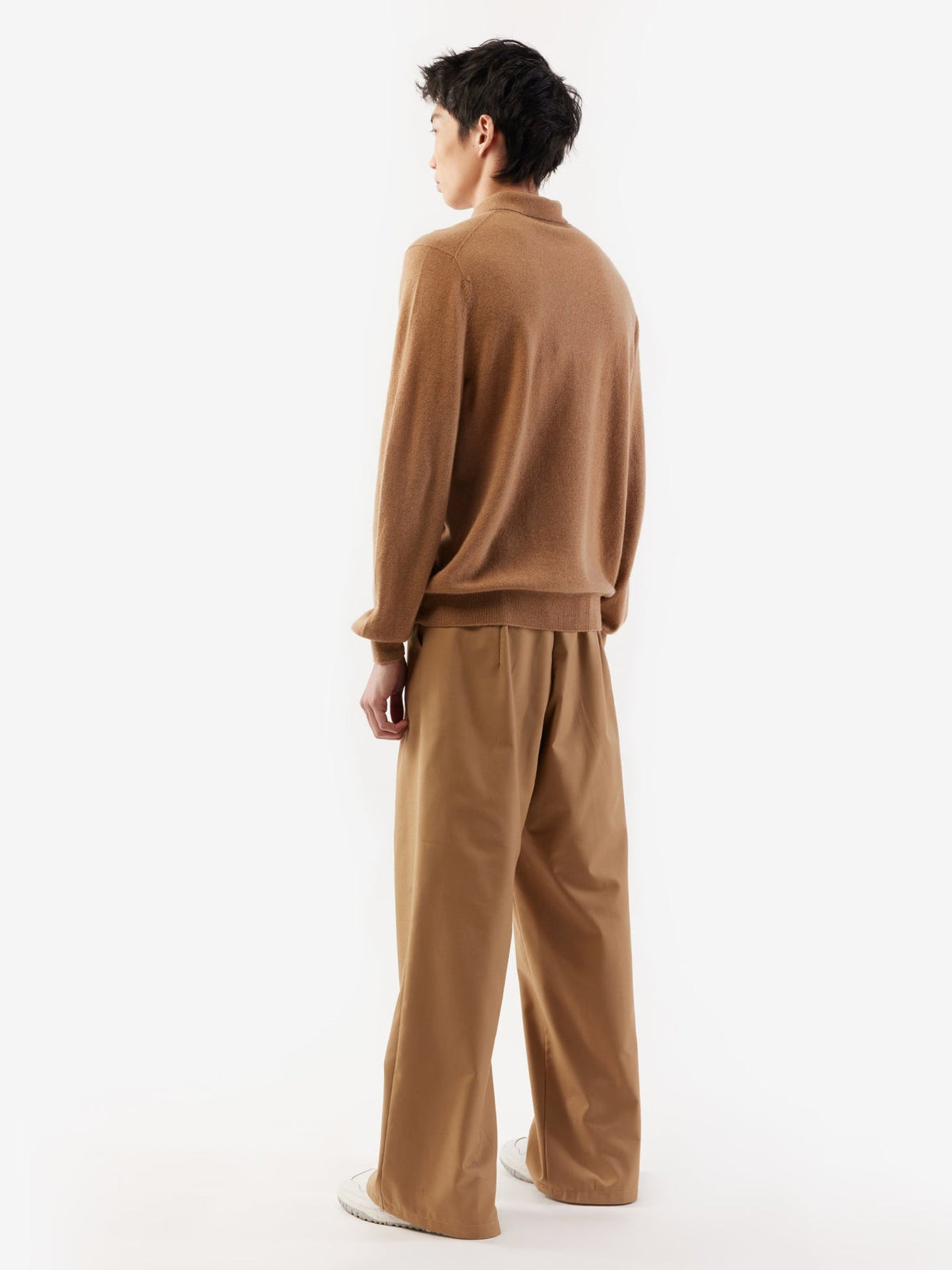 Essential Cashmere Polo Sweater — Light Brown