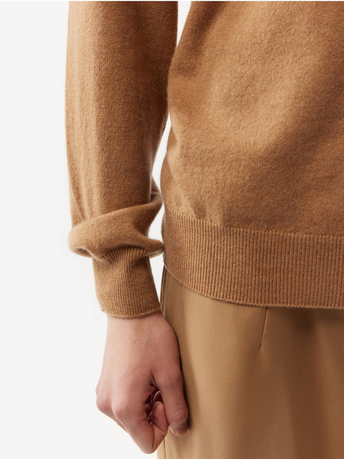 Essential Cashmere Polo Sweater — Light Brown