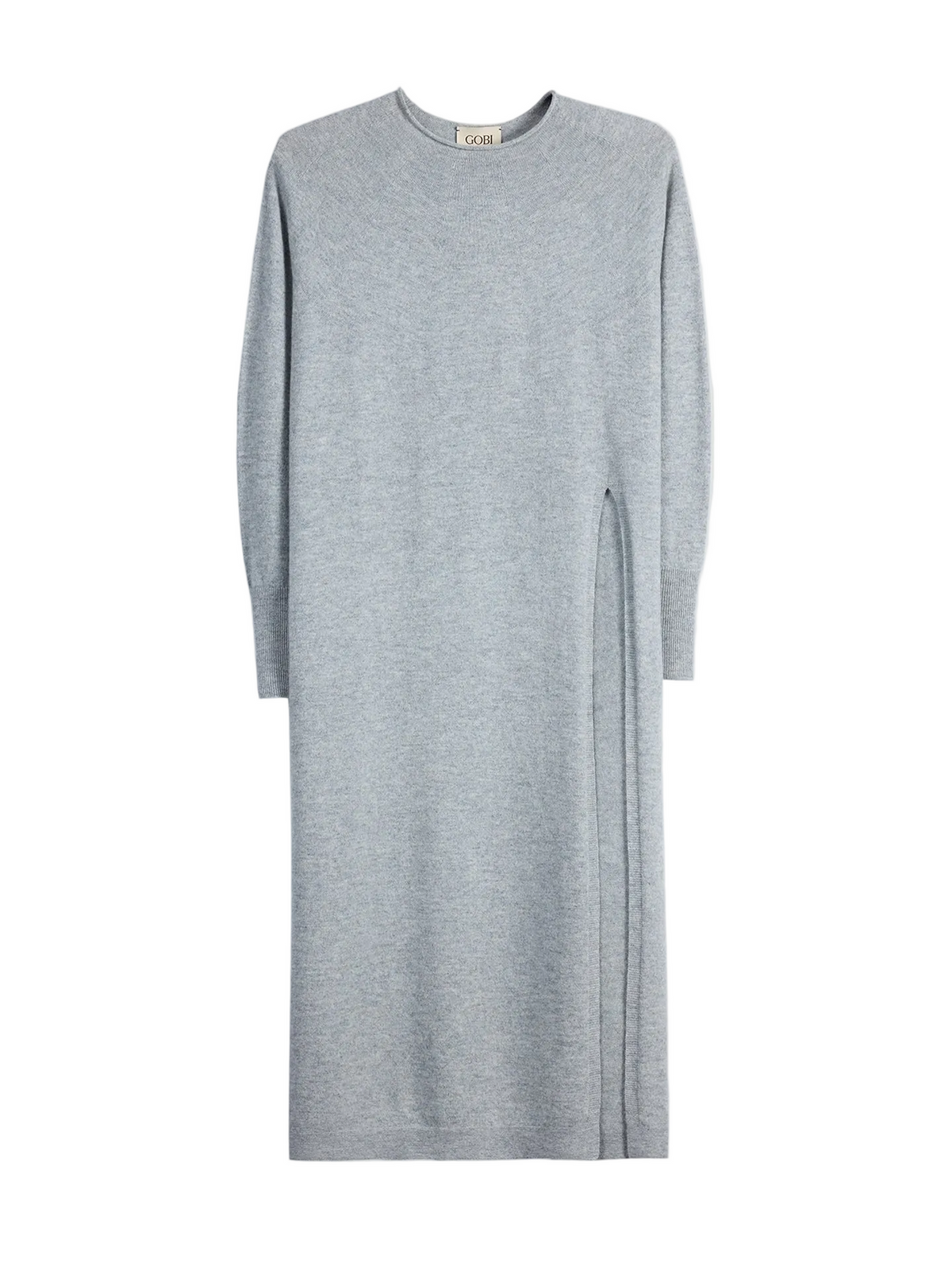Cashmere Side-slit Maxi Dress — Light Gray