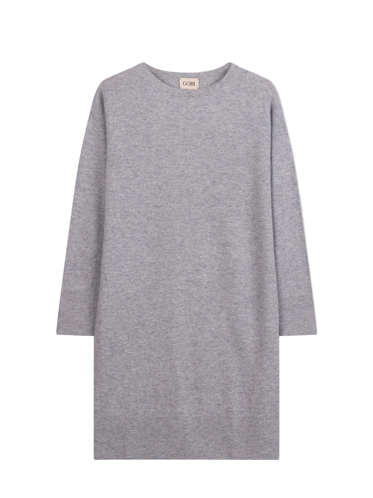 Seamless Crewneck Cashmere Dress — Light Gray