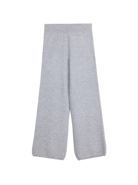 Wide-leg Ajour Knit Cashmere Pants — Light Gray
