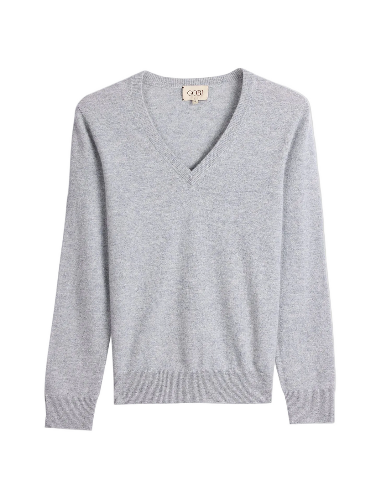 Timeless Cashmere V-neck Sweater — Light Gray