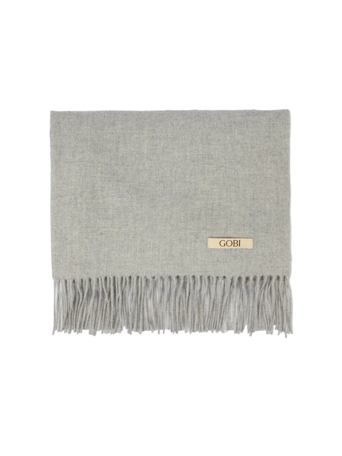 Wide Fringe Scarf — Light Gray