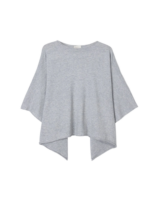 Timeless Knitted Poncho — Light Gray