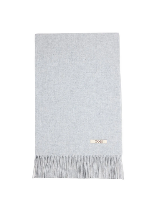 Oversized Cashmere Woven Scarf — Light Gray