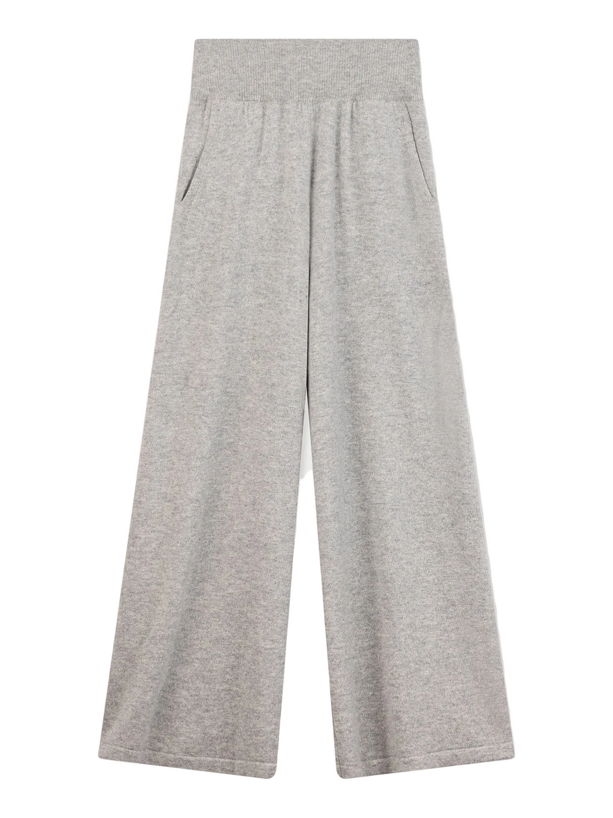 Wide-leg Cashmere Pants — Light Gray